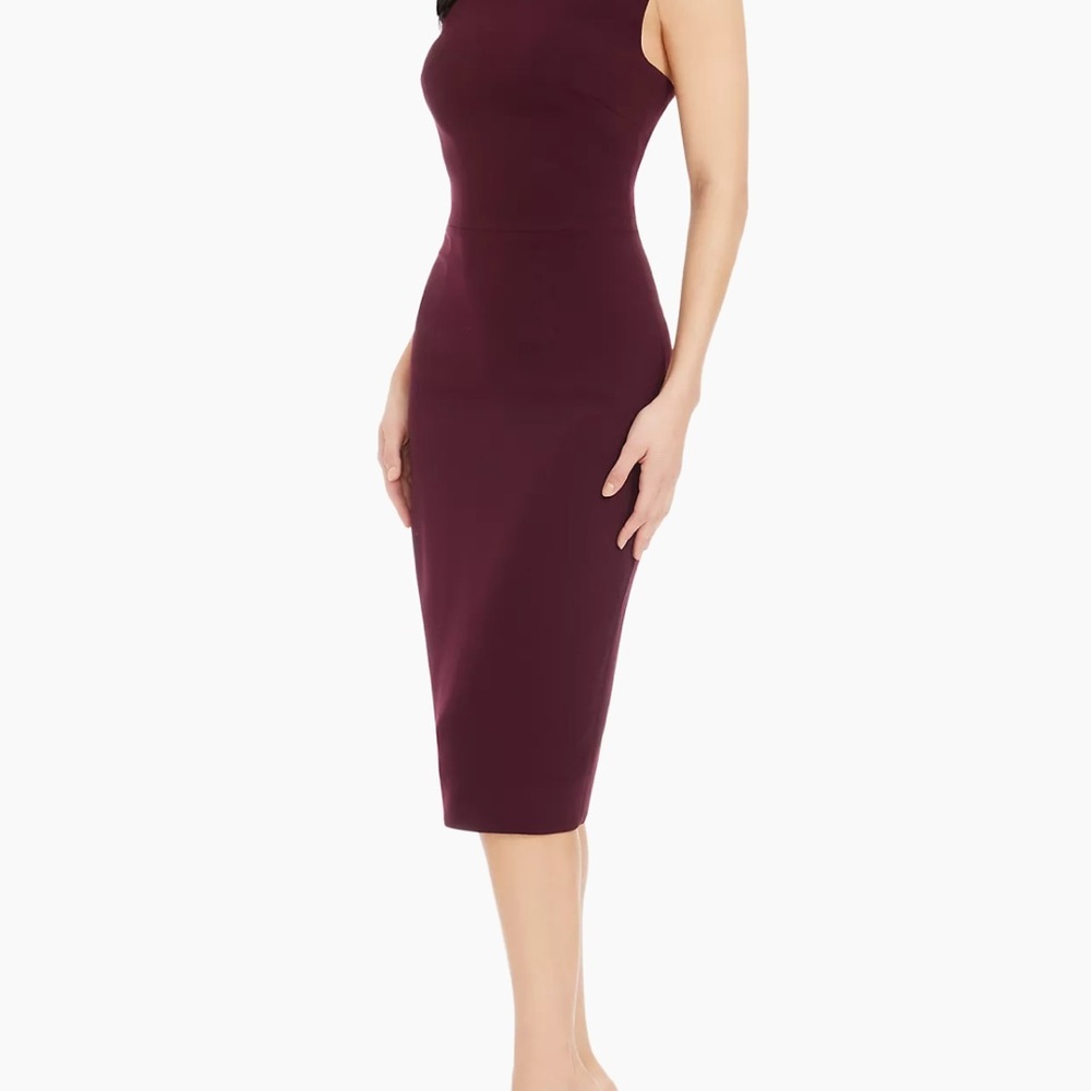Dress the Population Red Halter Bodycon Midi Dress NWOT